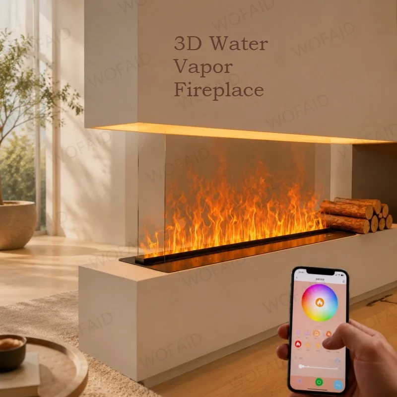 3D Water Vapor Fireplace Insert Electric Fireplace with LED Mist Flame Technology Low Maintenance Modern Interior Design Камин
