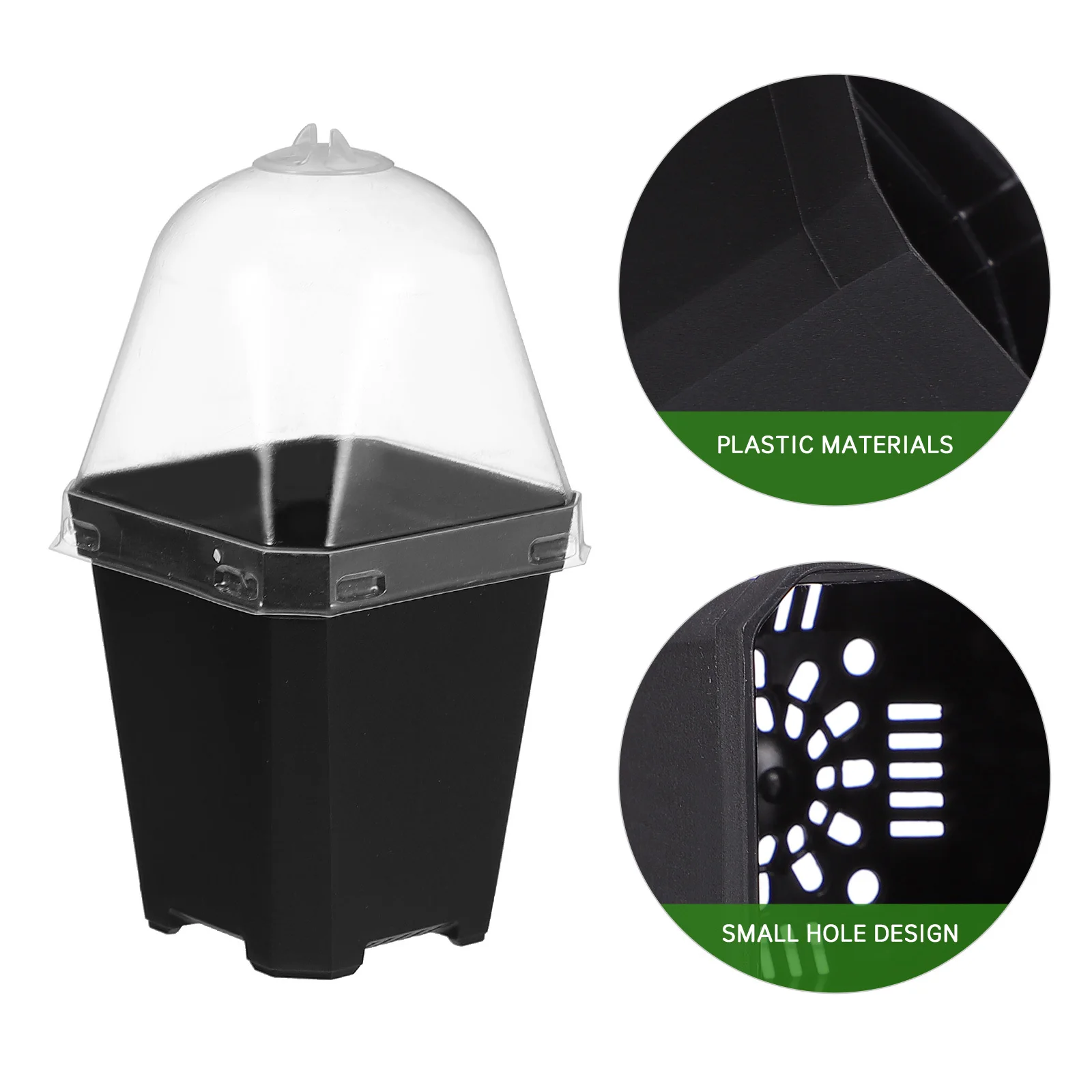 

10Pcs Square Plastic Flower Pots Indoor Outdoor Plant Nursery Container Excellent Breathability for Seed Starting Garden Tools