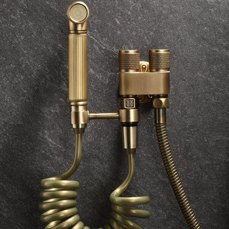 앤티크 변기 스프레이건 세트, 내부 가압 깍지, 황동 분무기, 강력한 얼룩 제거 건, 고압 욕실 청소