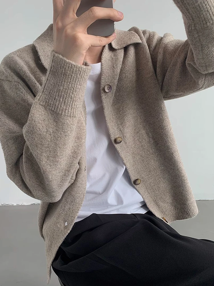 

Autumn Winter Sweatercoats Outdoor Fashion Buttoned Lapel Vintage Mens Jackets Stylish Solid Color Knitting Men's Cardigan Tops