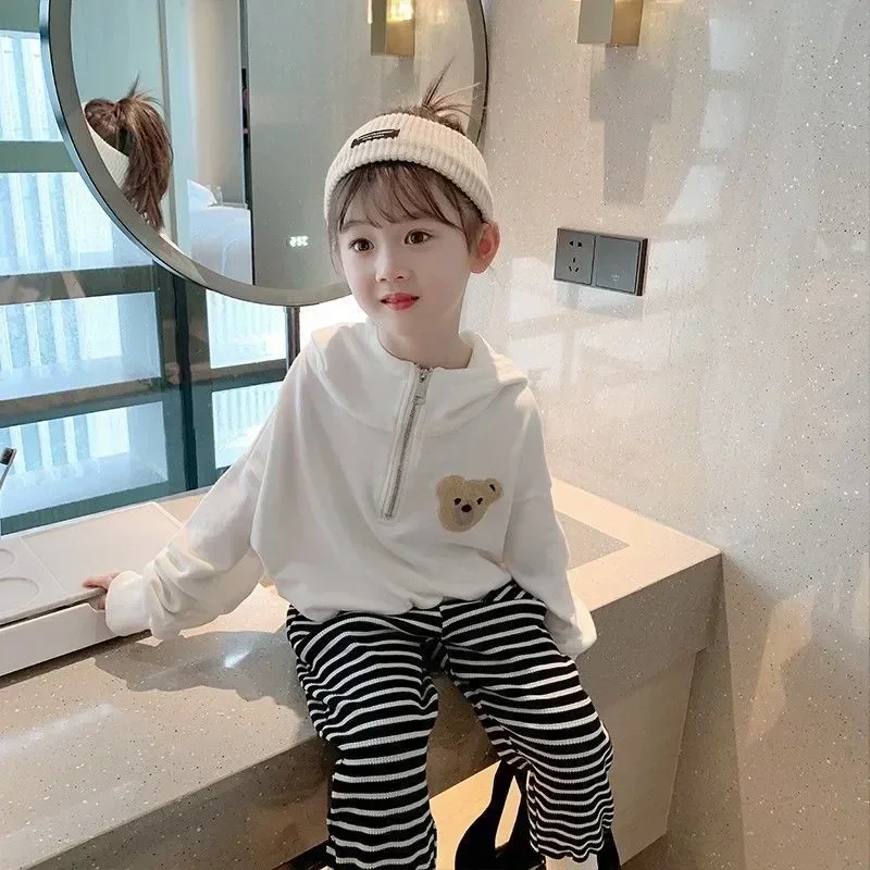 

Girl Zipper Hoodie Baby Cardigan Sweatshirt Kids Long Sleeve Hooded Tops Autumn Spring