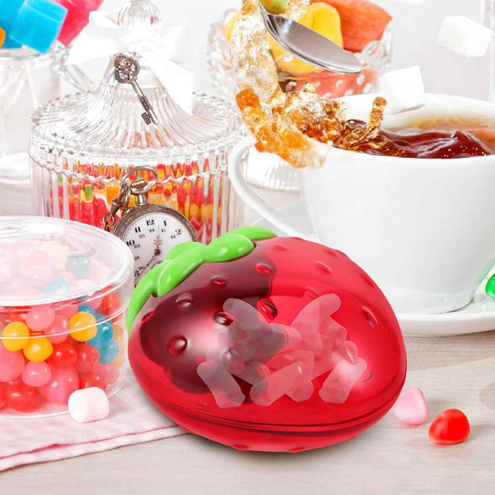 

10Pcs Strawberry Candy Boxes Large Capacity Plastic Boxes for Baby Shower Wedding Favor Valentine's Day Jewelry Storage Case Red