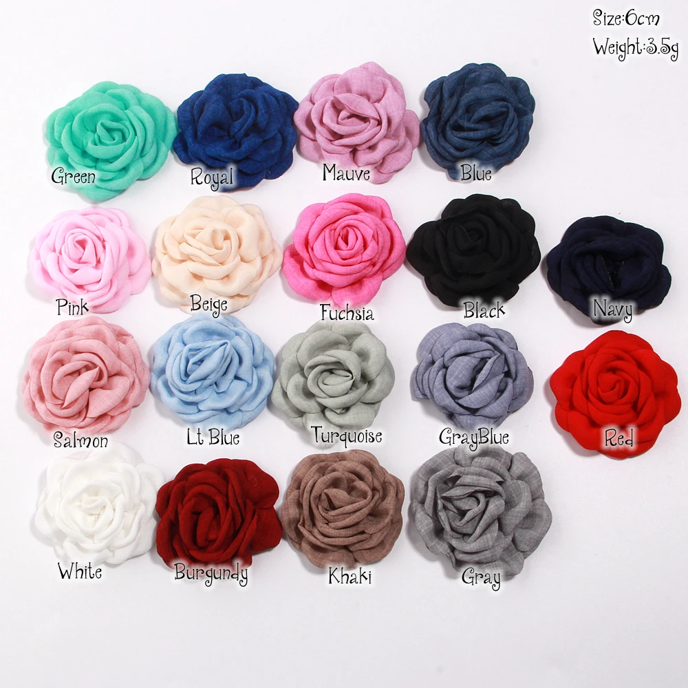 6cm Handmade Fabric Flowers Burned Edge Camellia Flower For DIY Sewing Crafts Brooch Clothing Accessories Wedding Decor