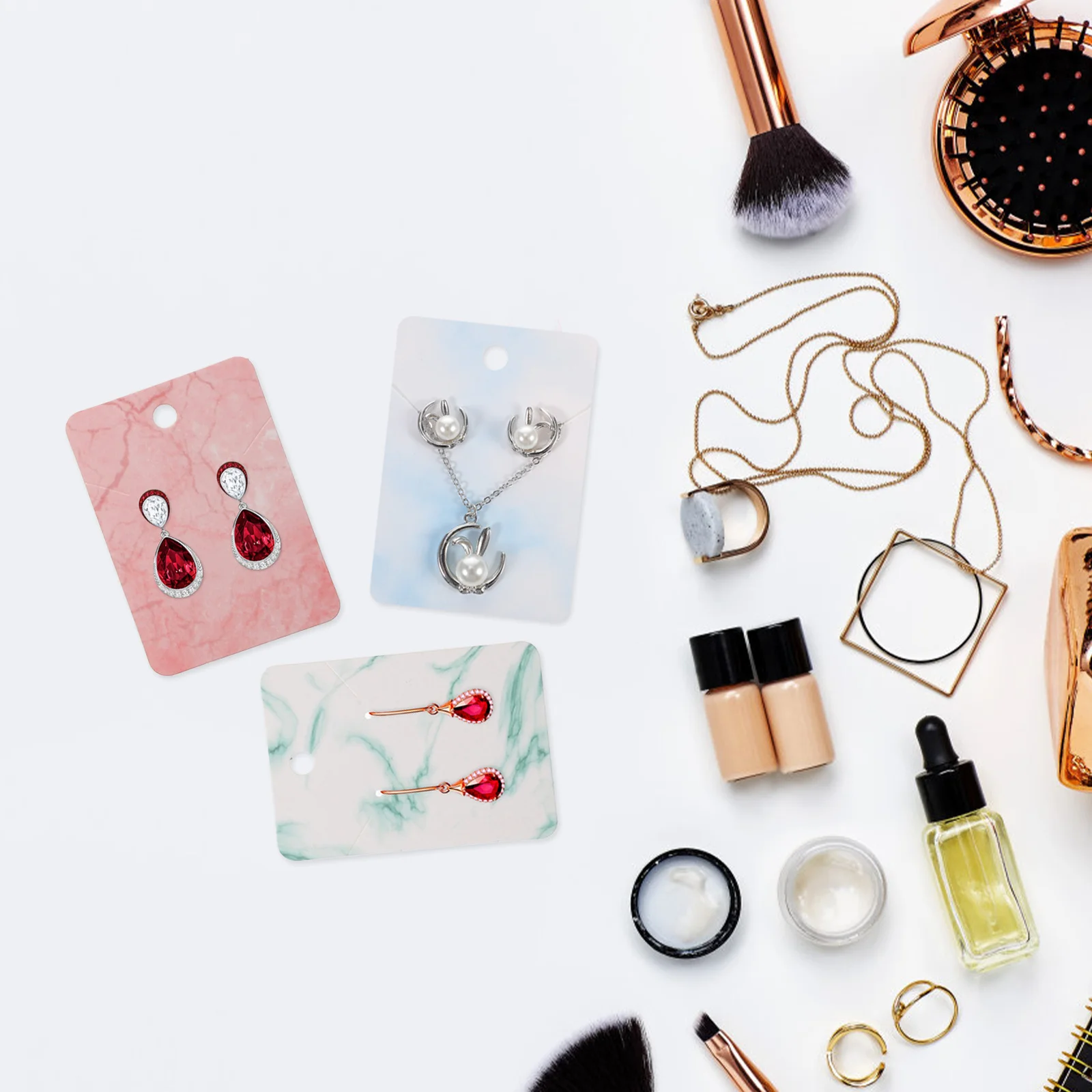 

1 комплект карточек для демонстрации ювелирных изделий, набор сережек с мраморным узором в комплекте для шпилек для ушей, ожерелий, держатель для подарочной упаковки, органайзер