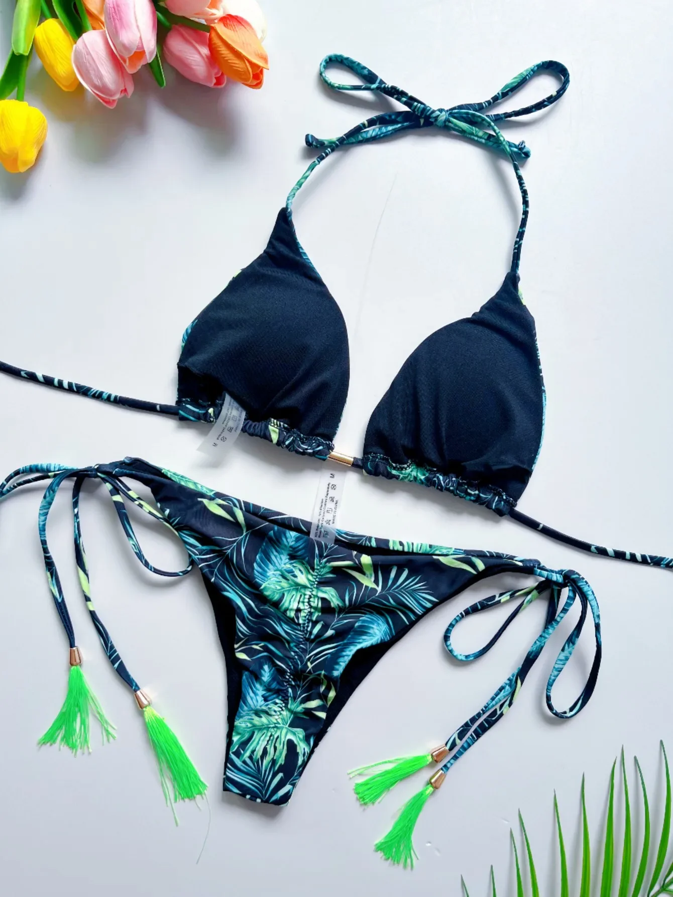 RUOTONSEPT 새로운 섹시한 프린트 붕대 비키니 세트 여성 수영복 투피스 트라이앵글 홀터 수영복 수영복 브라질 Biquinis