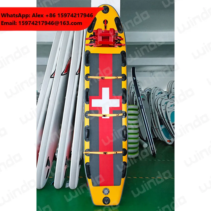 11'x32''x6'' Lifeguard Water Lifesaving Equipment Inflatable Stand Up Rescue Board