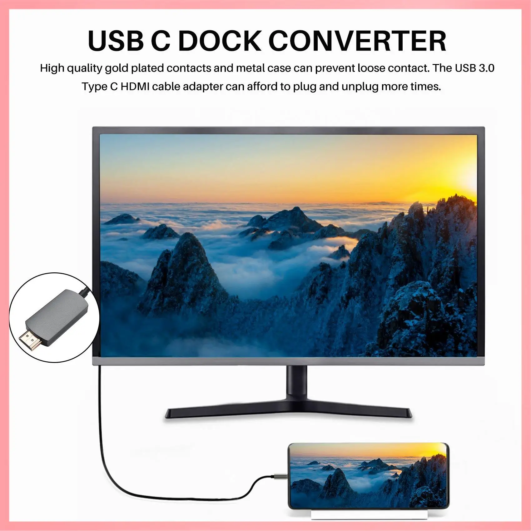 

N91R-USB C к -совместиму кабелю 4K 60 Гц конвертер док-станции типа C для ноутбуков, ноутбуков, аксессуаров для ПК
