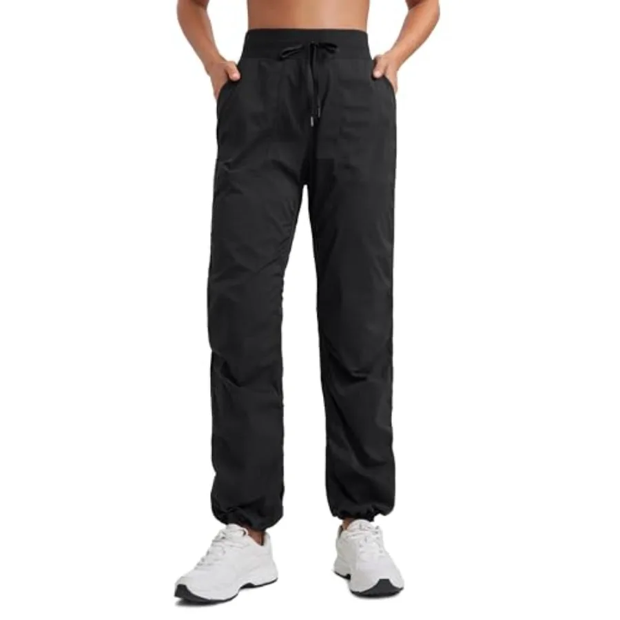 

CRZ YOGA Lightweight Straight Leg Workout Pants for Women// - Ruched Casual Work Athletic Joggers with Pockets