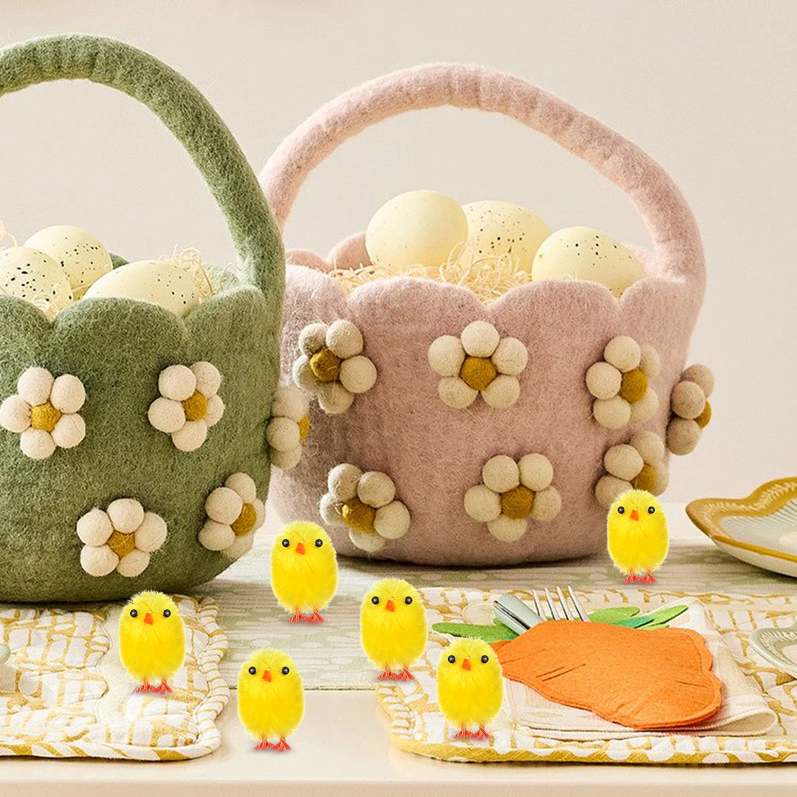 

Easter Chick Shape Adornment 6Pcs Simulated Chicken Table Decor for Cakes Party Decoration Plastic Chick Decor Kids Friendly