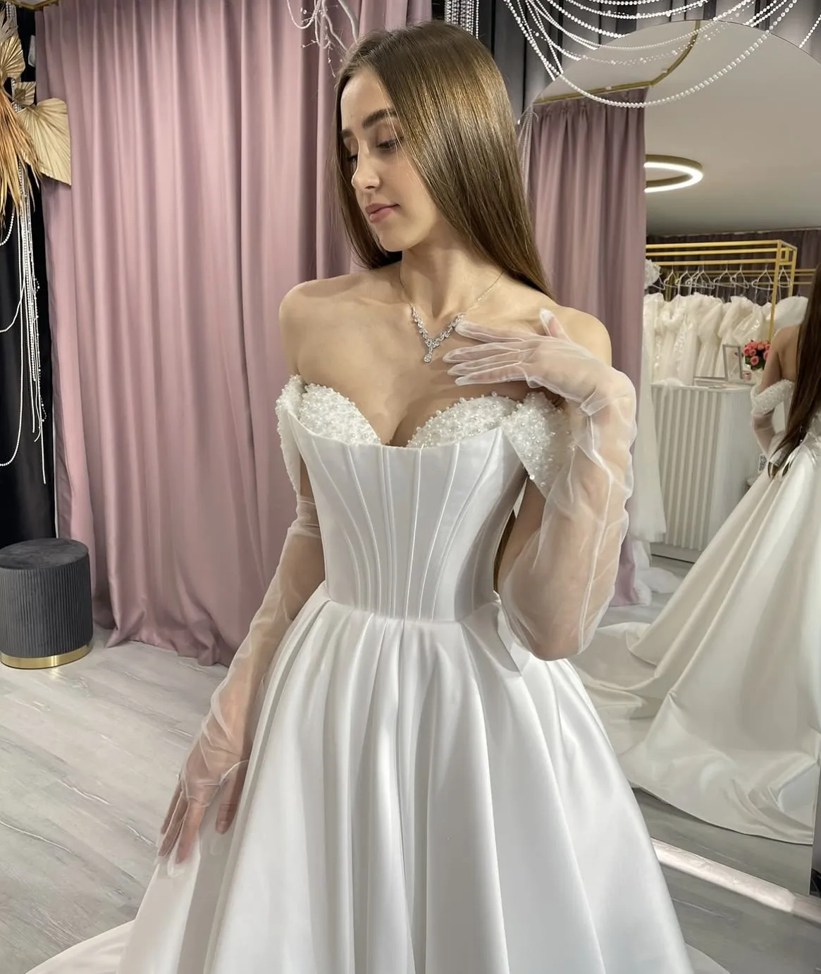 Crystal Wedding Dresses Sweetheart A-Line Floor Length Satin Bridal Dresses Lace Up Back Bridal Gowns vestido de noiva 2027