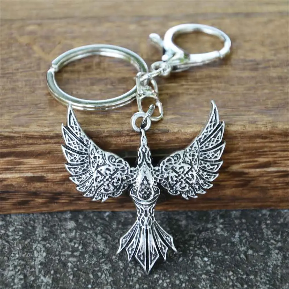 Goth Vintage Soaring Phoenix Schlüsselanhänger Tier Vogel Wikinger Schlüsselanhänger Schmuck