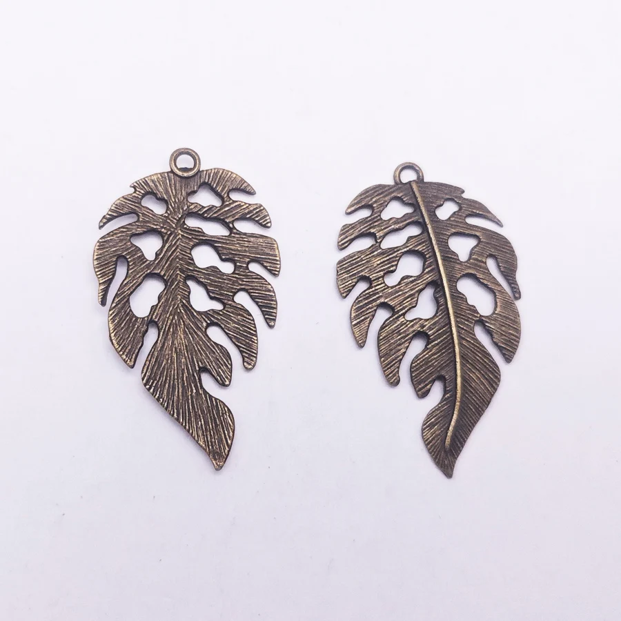 10pcs/lot Necklace pendant Charms Retro Style Bronze Tone Alloy Leaf Pendant Leaves Charm Jewelry Accessories  42*26mm AU32449