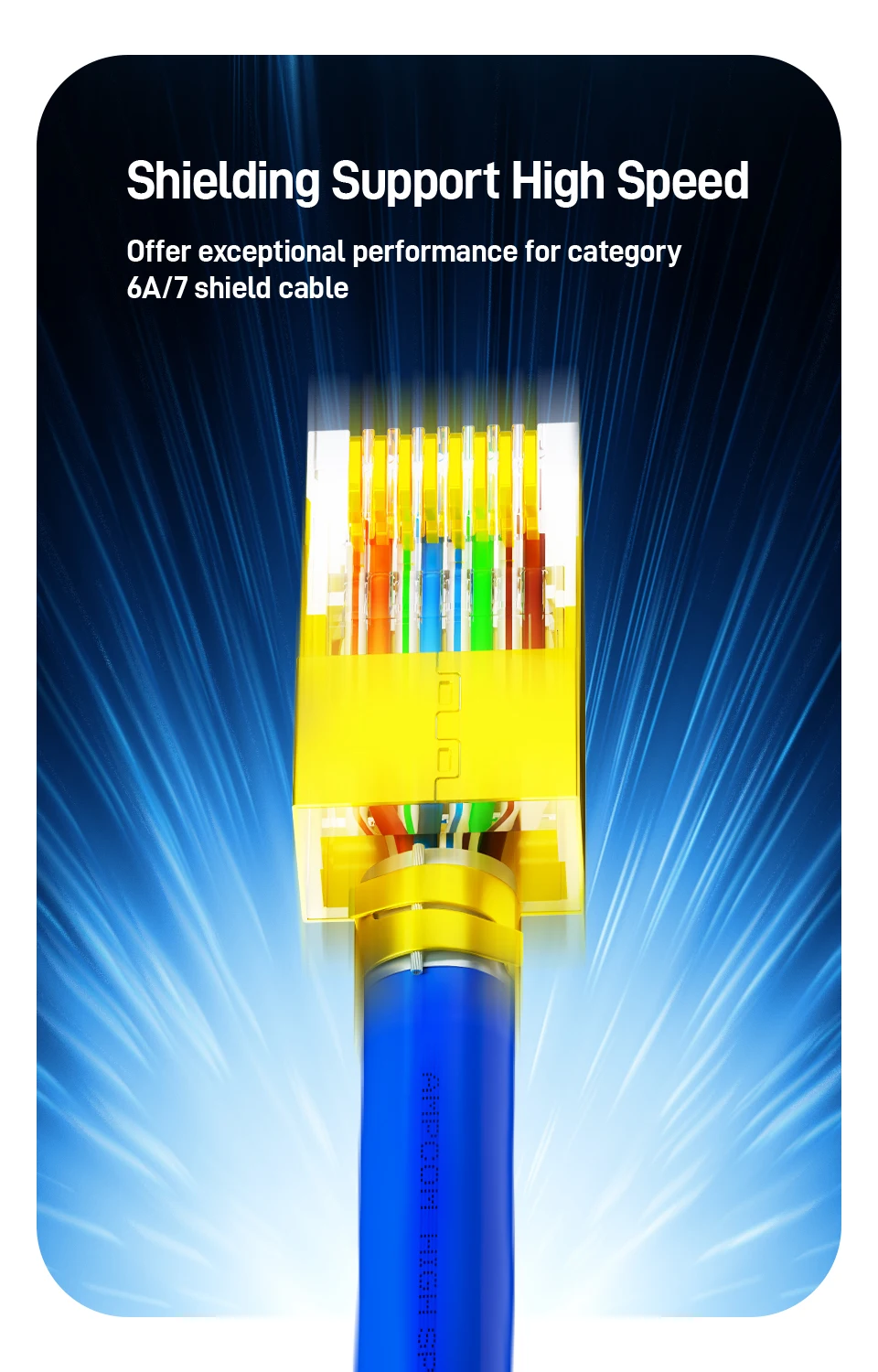 AMPCOM CAT7 RJ45-Stecker, geschirmt, STP, Non-Pass-Through mit Load Bar, 50U vergoldete Pins für 10Gbps 22-24AWG CAT7/6A Kabel – Detail 6
