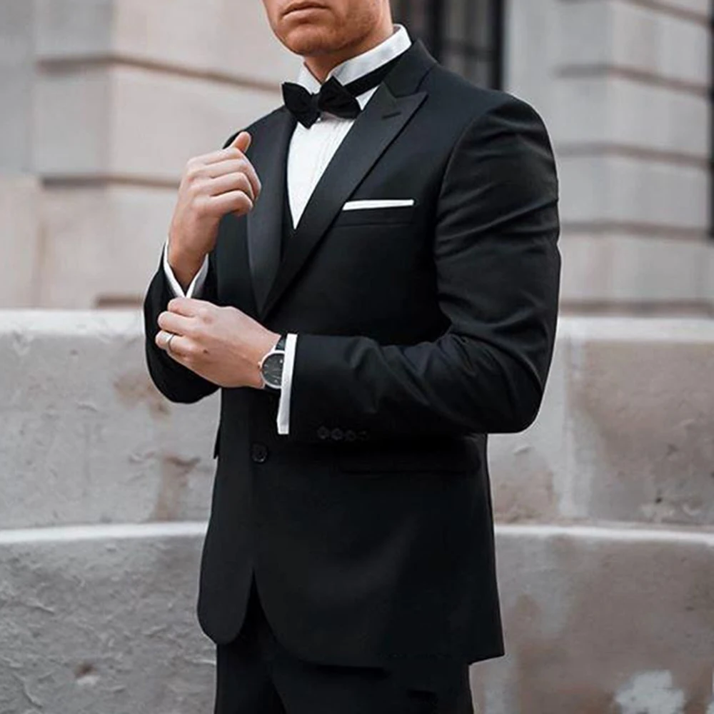 Tuxedos de mariage à revers pointu pour hommes, coupe couvertes, vêtements de marié à deux boutons, Rhformel, trempés, 3 pièces, veste, pantalon,