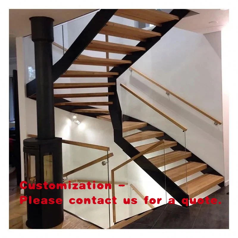 custom.Alucasa Indoor Wooden Tread Staircase Mono Beam Straight Stairs Design