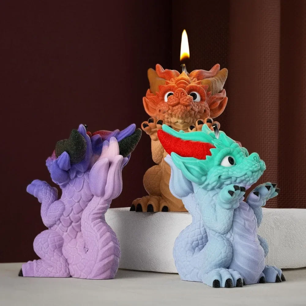 Dragon Carrying Hands Dragon Aroma Candle Silicone Mold DIY Handmade Soap Dragon Baby Plaster Ornament Candle Making Supplies