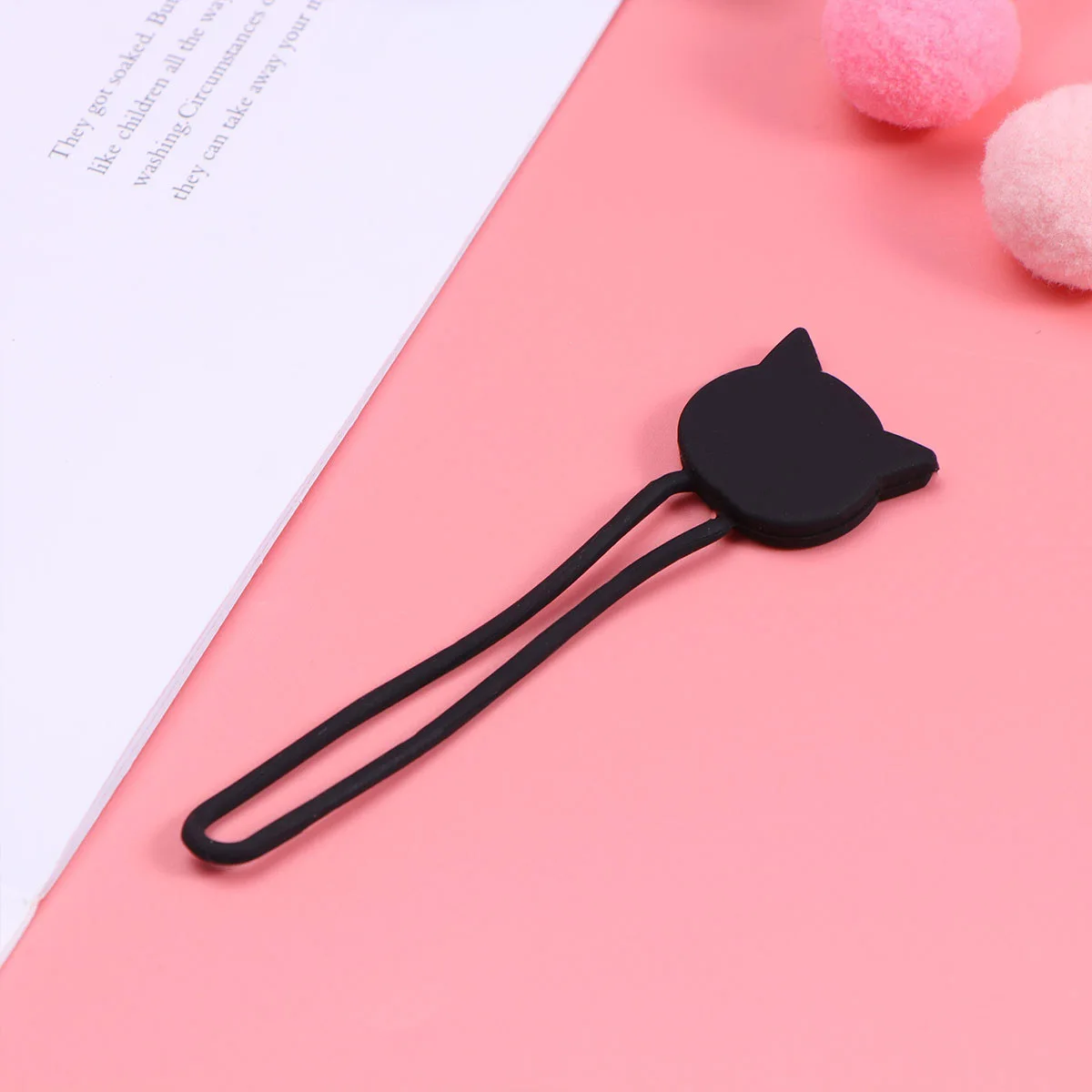 Mini organizer per cavi a forma di animale in silicone a forma di animale, supporto per auricolari compatto nero, protezione per cavi per organizer da scrivania