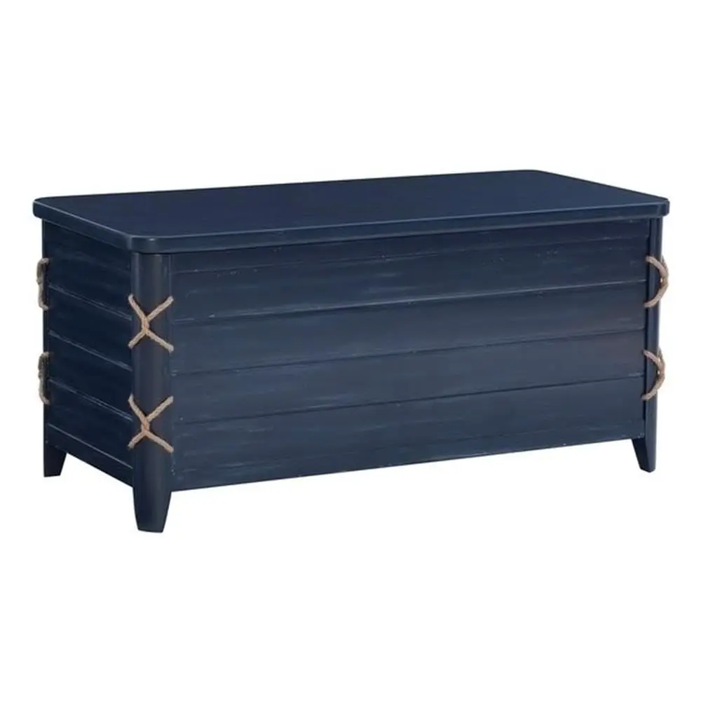 

Modern Wood Rope Storage Chest, 38" L x 18" D x 18" H, Cedar Lined, Blue Finish, Paneled Design with Rope Trim,, Customized