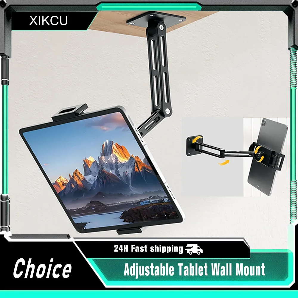 

Adjustable Tablet Wall Mount Phone Stand Long Arm 360 Degree Rotatable Cantilever Desk Bed Holder for 4.7-12.9 inch Support iPad