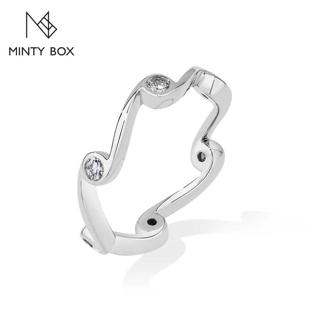 MINTYBOX Irregular Wavy Chain Link DVVS1 Moissanite Ring for Women S925 Sterling Silver Party Fine Jewelry Gift With Certificate