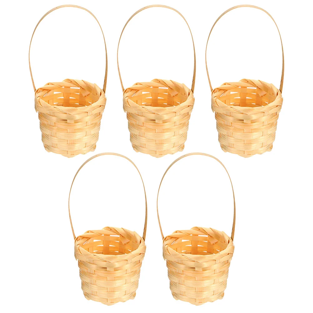 5 Pcs Mini Flower Basket Decoración Wicker Wedding Décor Small Weaving Baskets Bamboo Woven