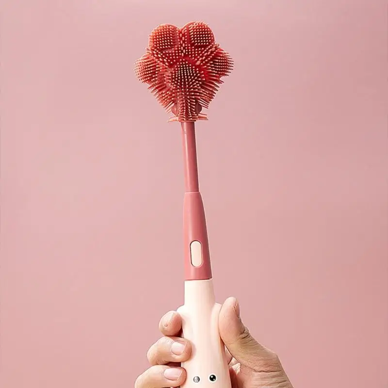 

L8RB Multipurpose Baby Bottle Brush Silicone Rotary Bottle Washing Brush Water Cup Cleaning Brush Easy Operation for Mommy-