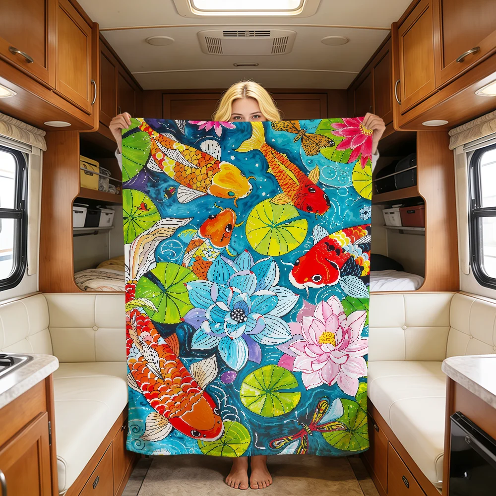 Fashion Art Retro Opulent Flowers Vintage Soft Warm Plush Blanket Dorm Sofa Living Room Pet Hogar Bedroom Gift Nap Home Flannel