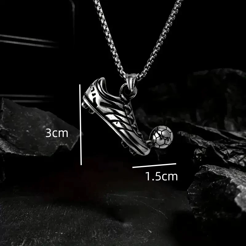 New football shoes pendant stainless steel necklace street punk style retro simple necklace sports style unisex party gift