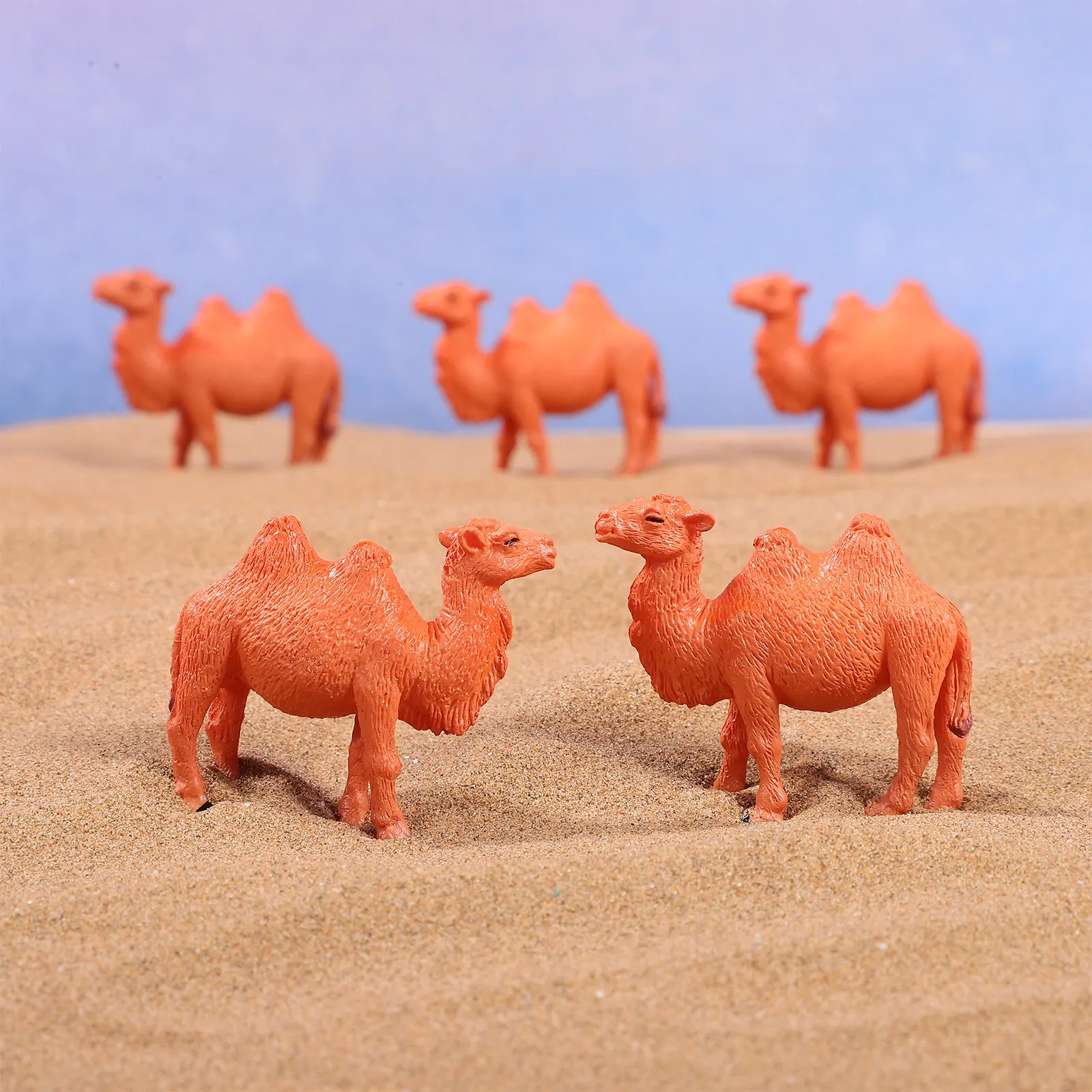 6Pcs Detailed Camel Adornments for Miniature Gardens Desktop Decor Educational Props Classroom Teaching Animal Statues PVC
