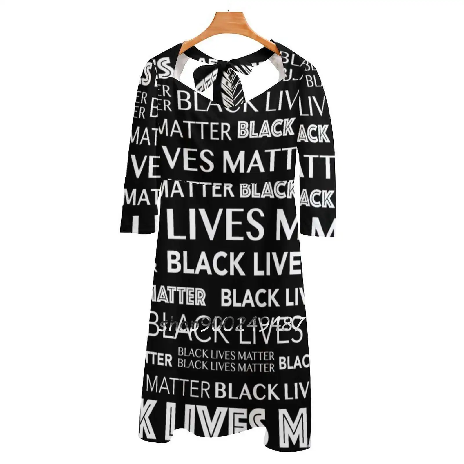 Black Lives Matter Sweet Elegant Dress Women Korean Kawaii Square Collar Dress Black Lives Matter Blm Black Rights Rights