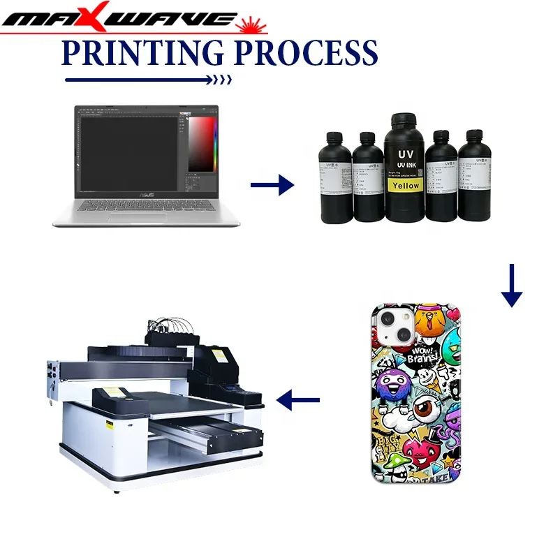 6090 UV Printer Plastic PVC Pet Film Printer Flatbed Custom Printing CMYKW Ink UV Flatbed Printer Printer Printing Machine