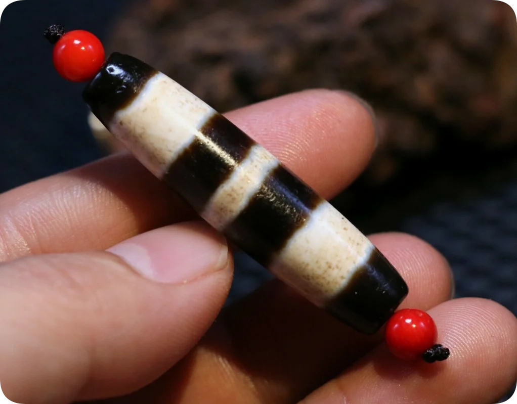 Magic Power Tibetan Old Agate 3 Line Healer Medicine Gzi dZi Bead Totem Pendant