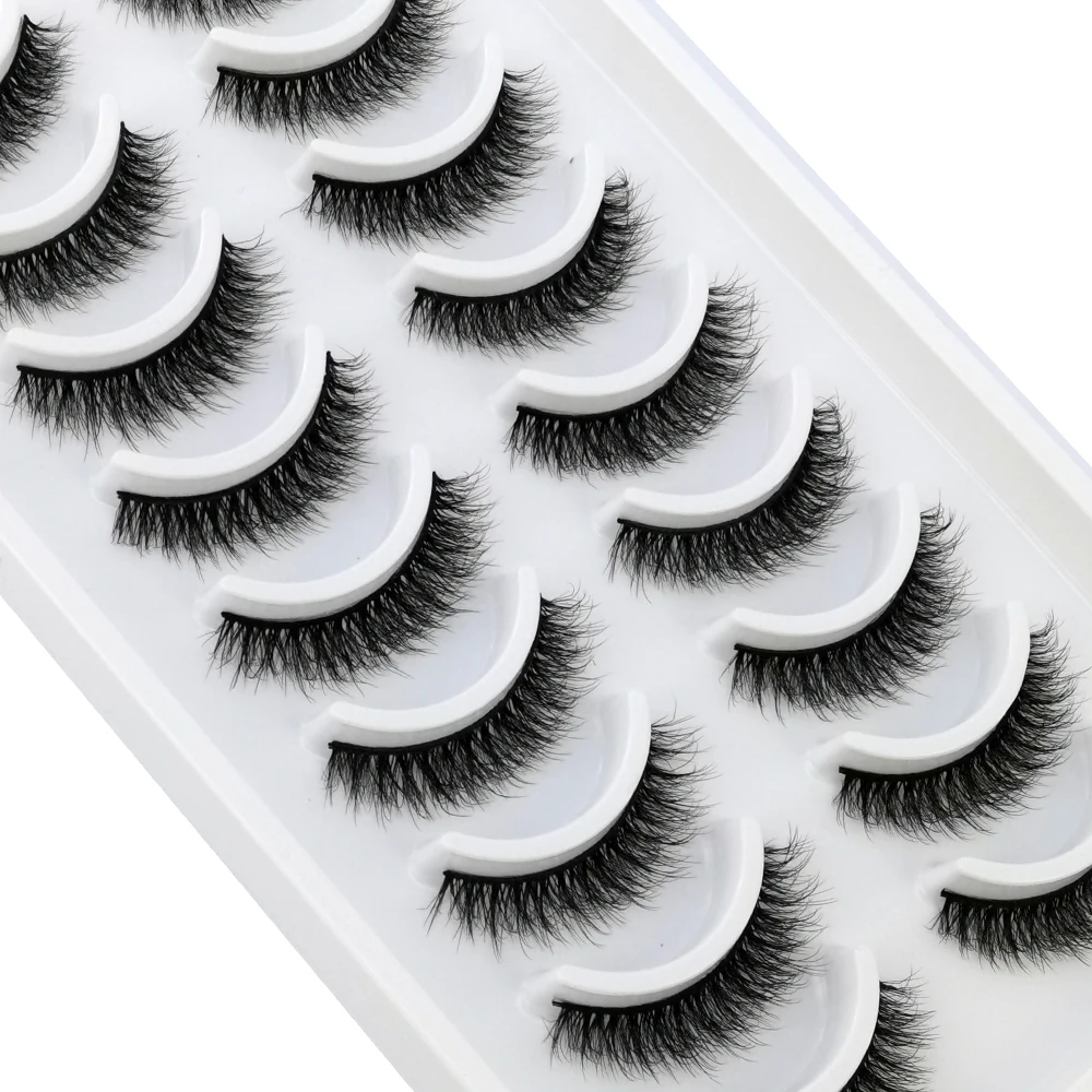 10Pairs Lashes 3D Soft False Eyelashes Natural Long Fluffy Wispy Mink Eyelashes Cat Eye Lashes Makeup Fake Eyelashes Extension