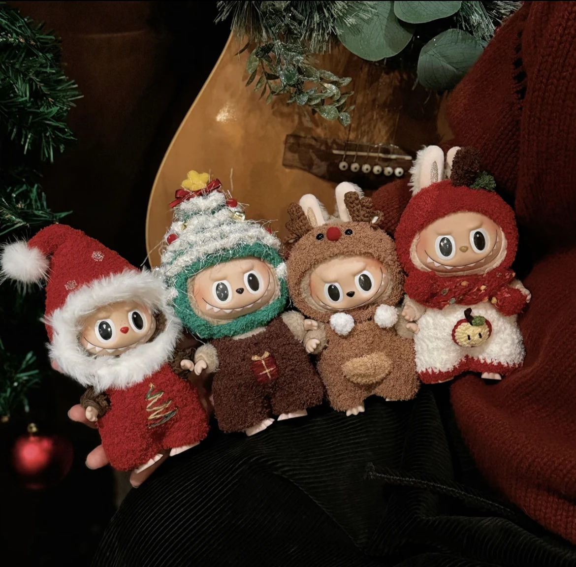 

Labubu детская одежда виниловая кукла кулон одежда 17 см V1V2 Кока Рождественская серия С Рождеством подарок на Хэллоуин