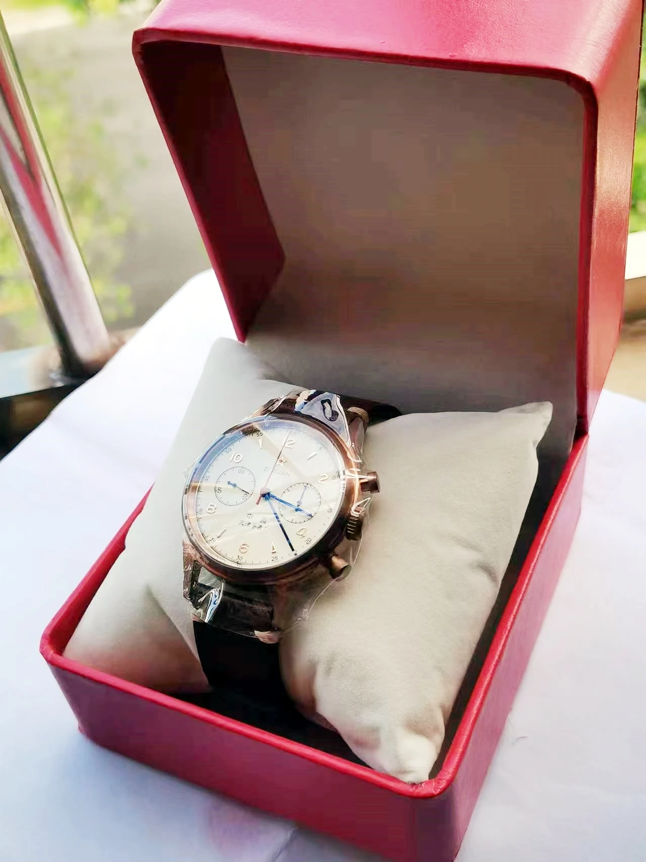 ساعة ميكانيكية بمرآة ياقوتية ، برونزية ، شخصية ، طيران قديم ، رجل قوي ، حركة تيانجين ، ST1901 ،