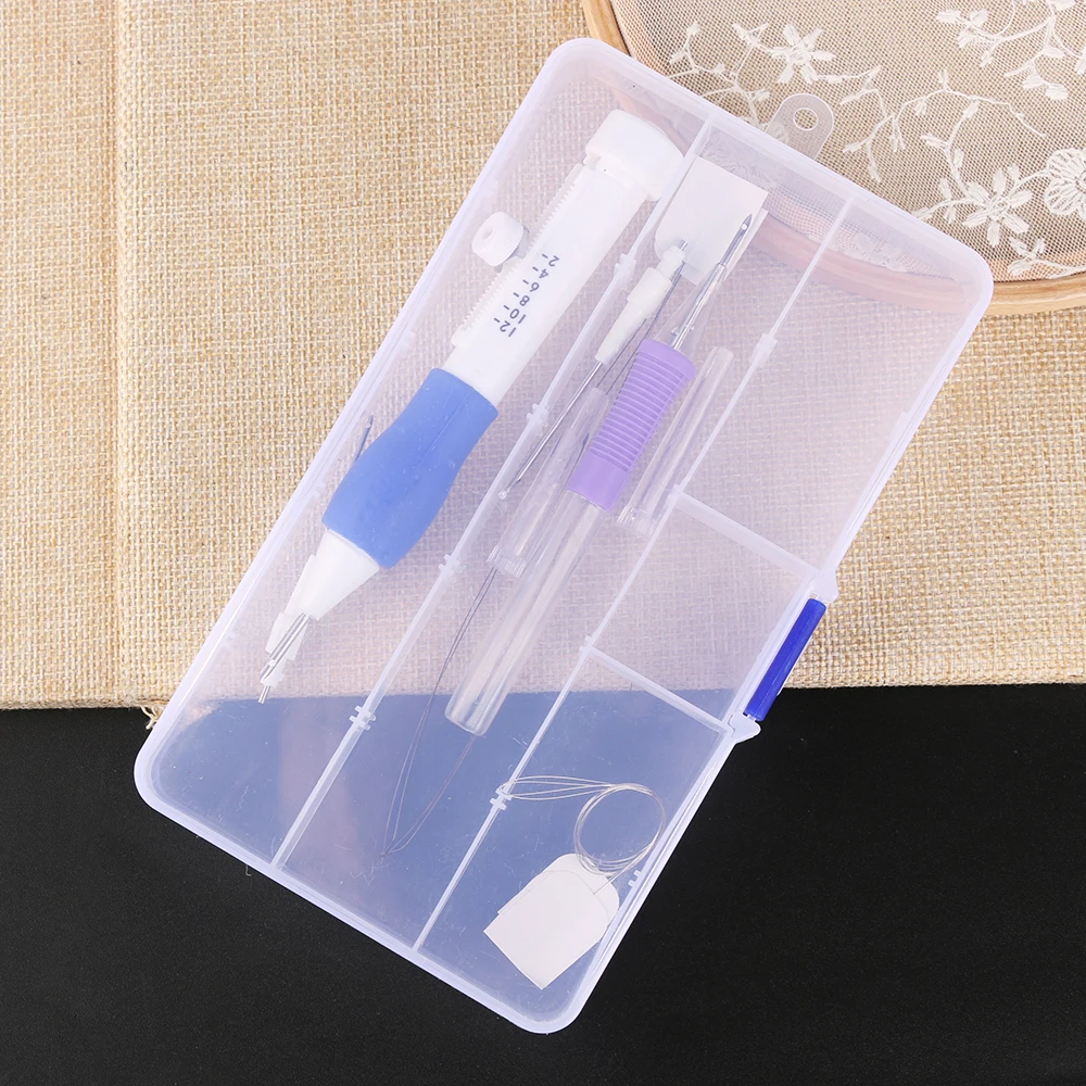 9 sztuk/pudło haft Punch Needle Kit magiczny haft gwintowniki końcówka igłowa tkania szwy narzędzie Knitting akcesoria do szycia