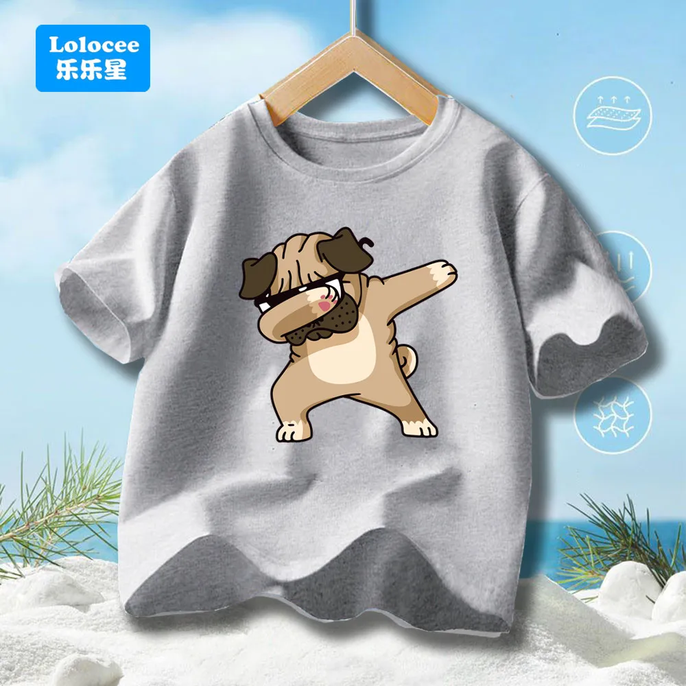 Funny Dabbing Dog Print French Bulldog T Shirt for Boys' Harajuku Short Sleeve T-shirt Kids Cotton Graphics Tshirt Tops GDB1