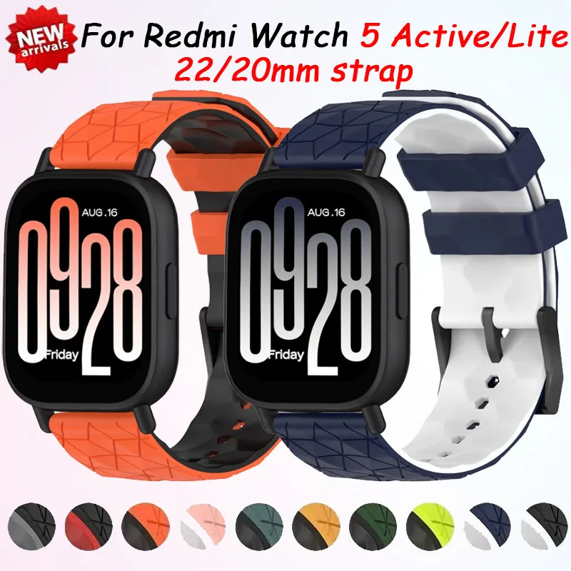 22mm 20mm Textured Silicone loop Strap For Redmi Watch 5 Active sports Bracelet Replacement wristband Redmi Watch 5 Lite correa