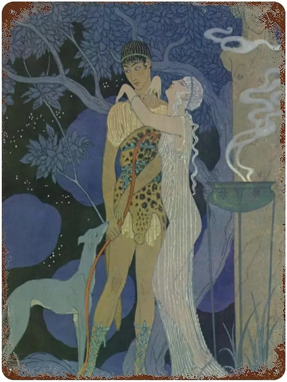 Tin Metal Sign, Phaedra and Hippolytus by Georges Barbier,for Home Kitchen Bar Room Garage decor plate