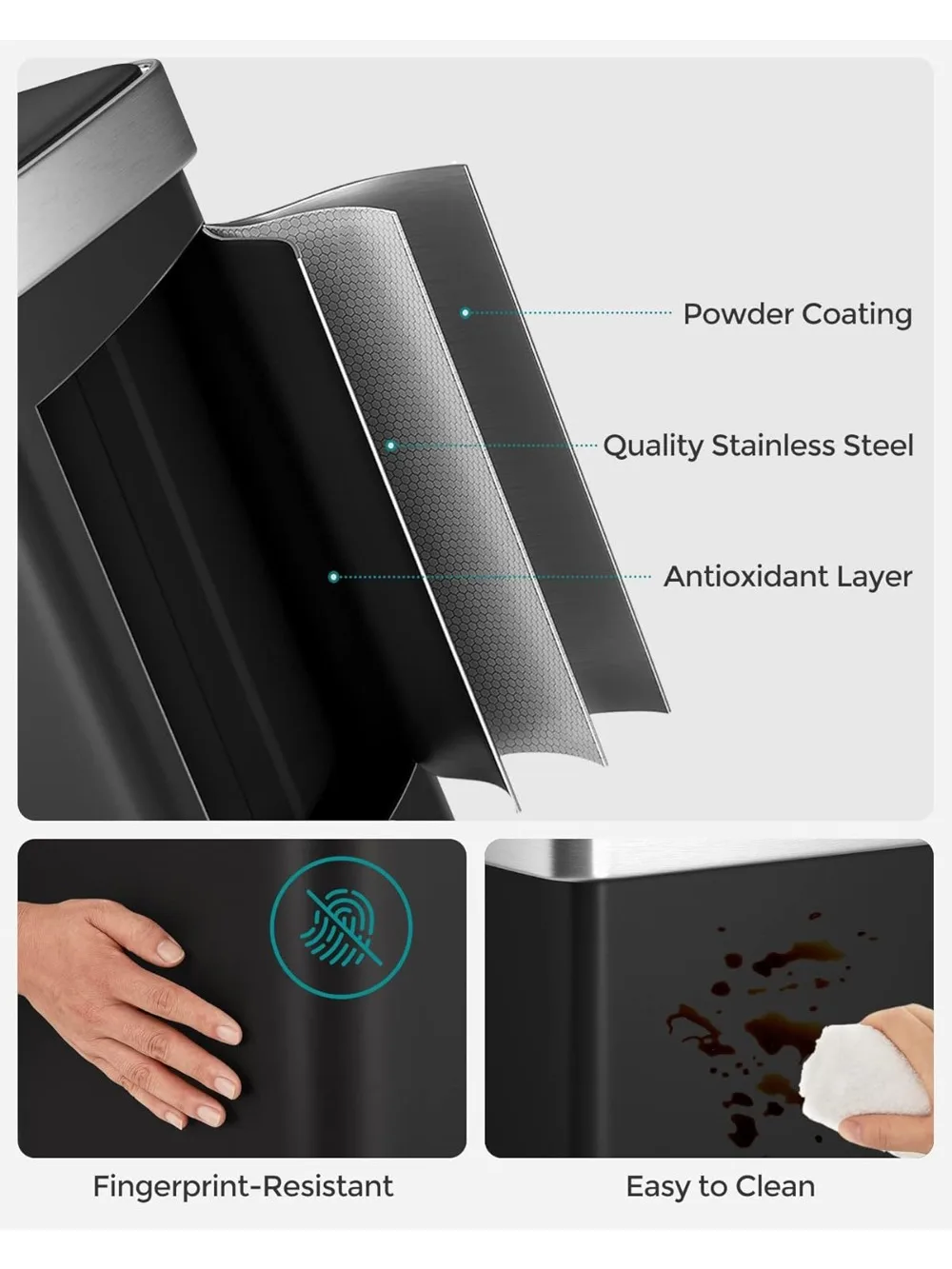 سلة مهملات المطبخ ذات المقصورة المزدوجة سعة 16 جالونًا مع دواسة، وغطاء مفتوح، وصندوق إعادة تدوير من الفولاذ المقاوم للصدأ للمنازل الحديثة