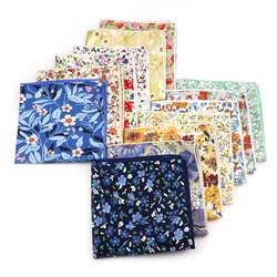 Classic White Floral Pattern Handkerchiefs Lovely Cotton Pocket Square Hankies For Wedding Daily Wear Shirt Accessories Gifts