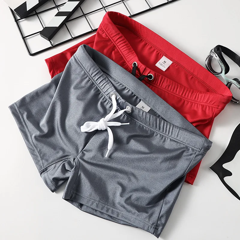 

Ice Silk Men's Boxer Swim Trunks Elastic Underwear Sports Sexy Lingerie Plus Size Shorts