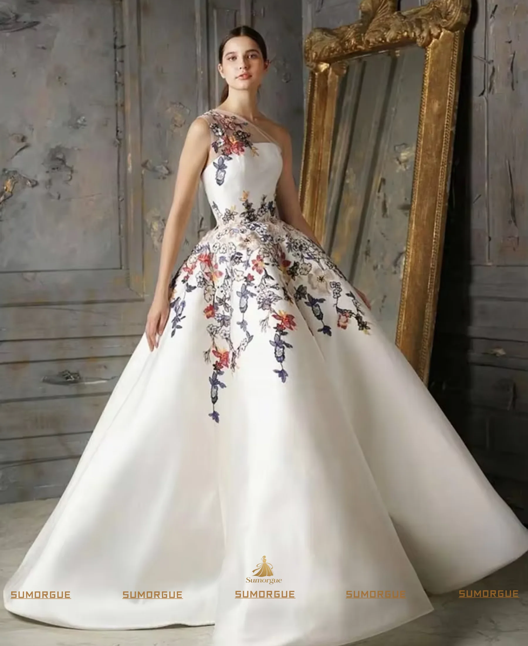 Sweetheart Lace Up A Line Wedding Dresses Floral Embroidered Beach Bridal Gown high-end Customized Vestido De Novia