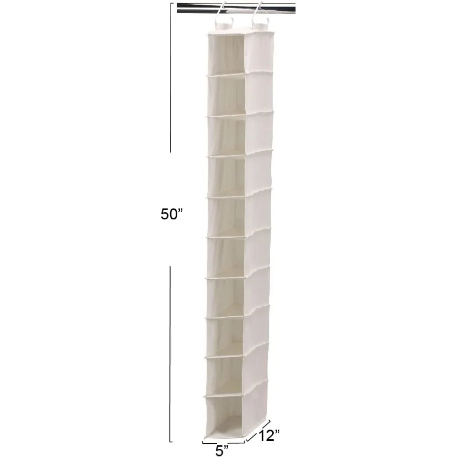 311322 ที่เก็บรองเท้าแบบแขวนสําหรับตู้เสื้อผ้า 10 ชั้นวางกระเป๋าผ้าใบธรรมชาติ