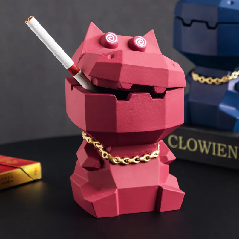 1pcs Hippo Ashtray with Lid - Cement Cartoon Animal Home Office Decorative Accessory  Living Room Desk Smoking Organizer