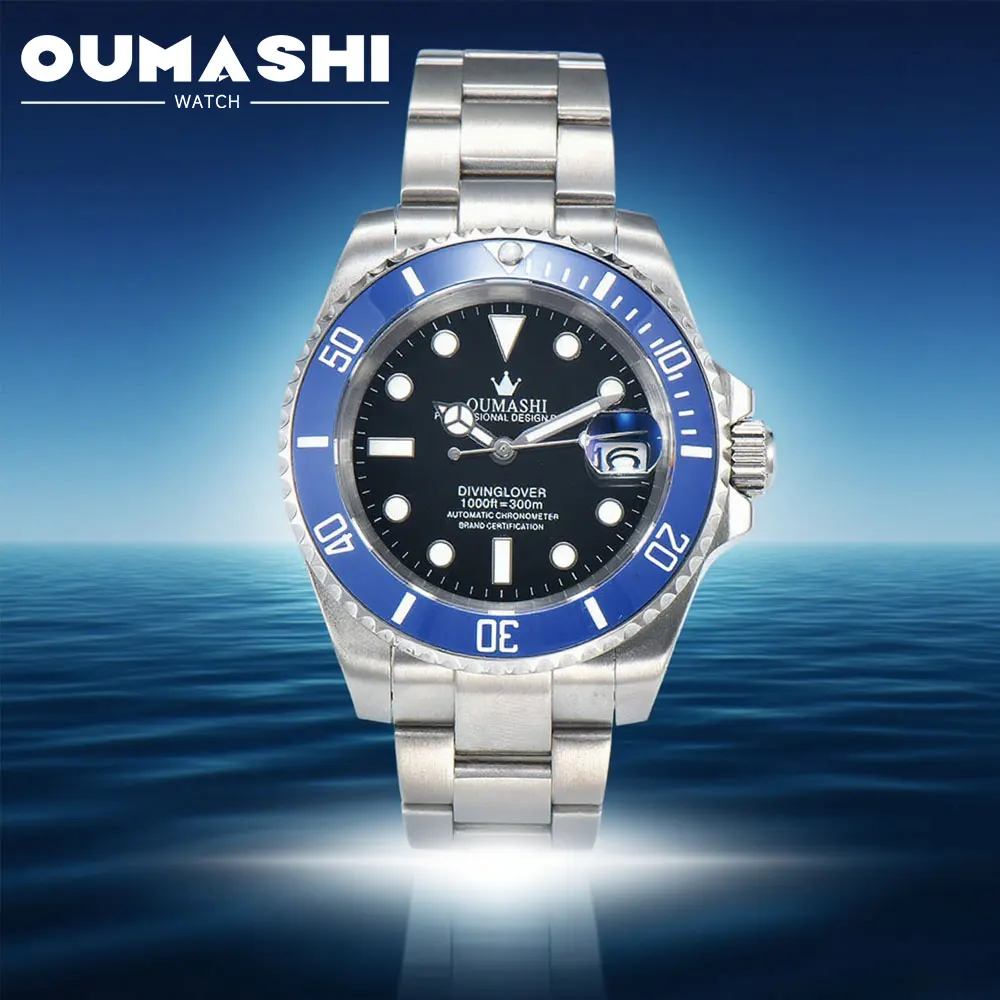 

40mm silver custom men's wristwatch NH35 movement automatic mechanical watch sapphire glass luxury business waterproof watch