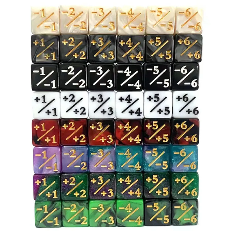 10 pçs 16mm 6 contadores de dados laterais + 1/-1 dados contagem dados para magia a reunião token fidelidade cartão jogo acessórios crianças brinquedo