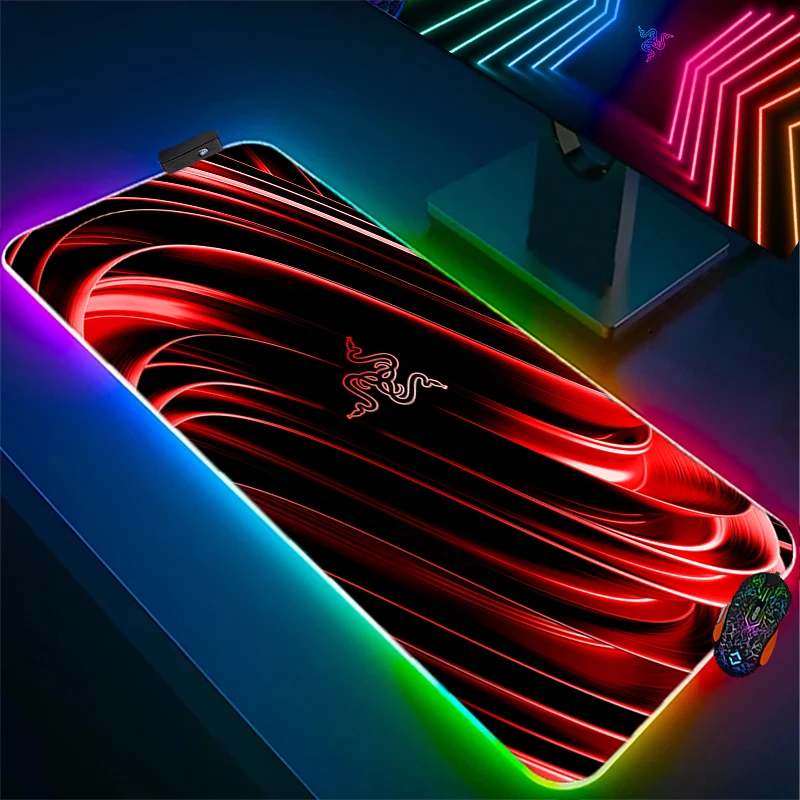 

Goliathus Razer RGB Mouse Pad Gaming 100X50 Gamer Accessories Pc Gaming Computers Mousepad Rubber Mat Table Pads Office Deskmat