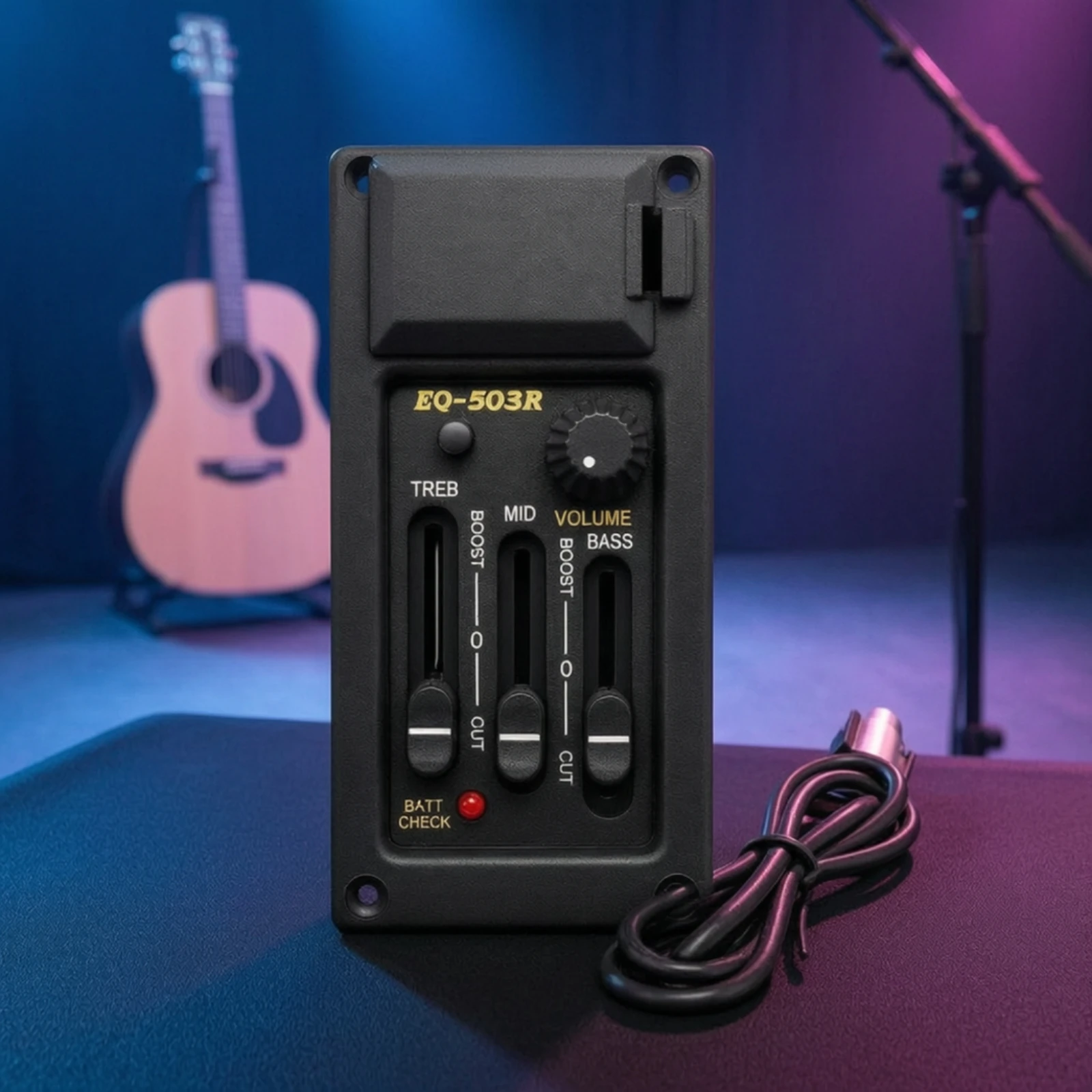 Micro pour guitare acoustique à montage sur panneau avec préampli intégré, égaliseur et contrôle du volume pour guitaristes, scène et projets DIY