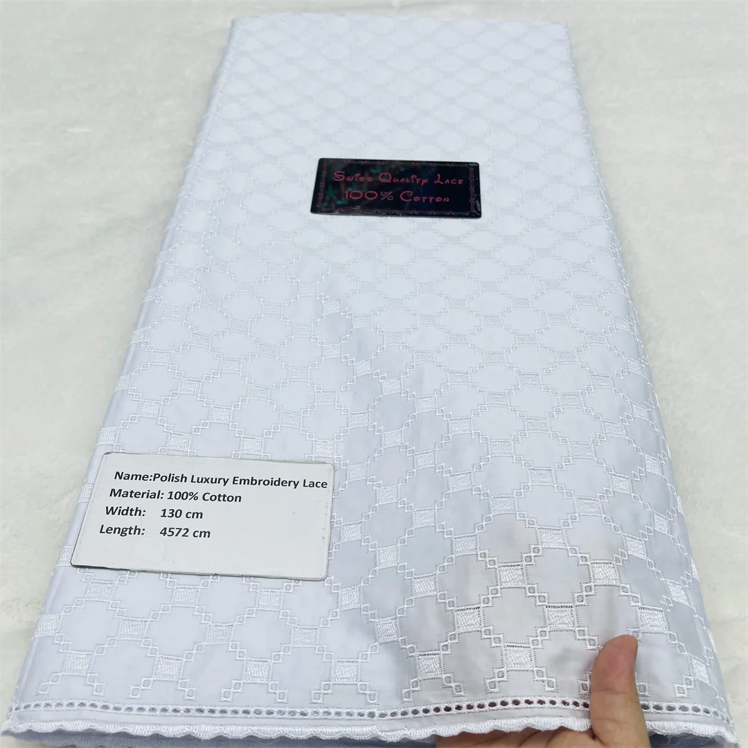 Nigerian Polish Lace Material Men Cloth African Soft 100% Cotton Fabric Quality Swiss Cotton Lace 2026 For Men Suit fabrics